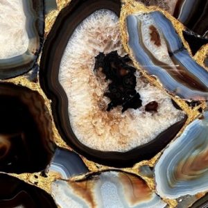 Precious Stone AGATE Umbra with Gold