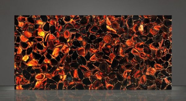 Precious Stone AGATE Black Diamond with Gold