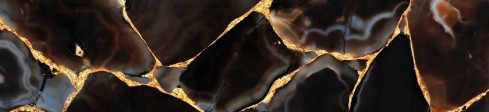Precious Stone AGATE Black Diamond with Gold
